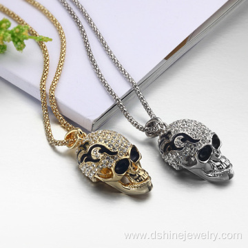 Retro Rhinestone Alloy Skull Necklace Jewelry Accessories